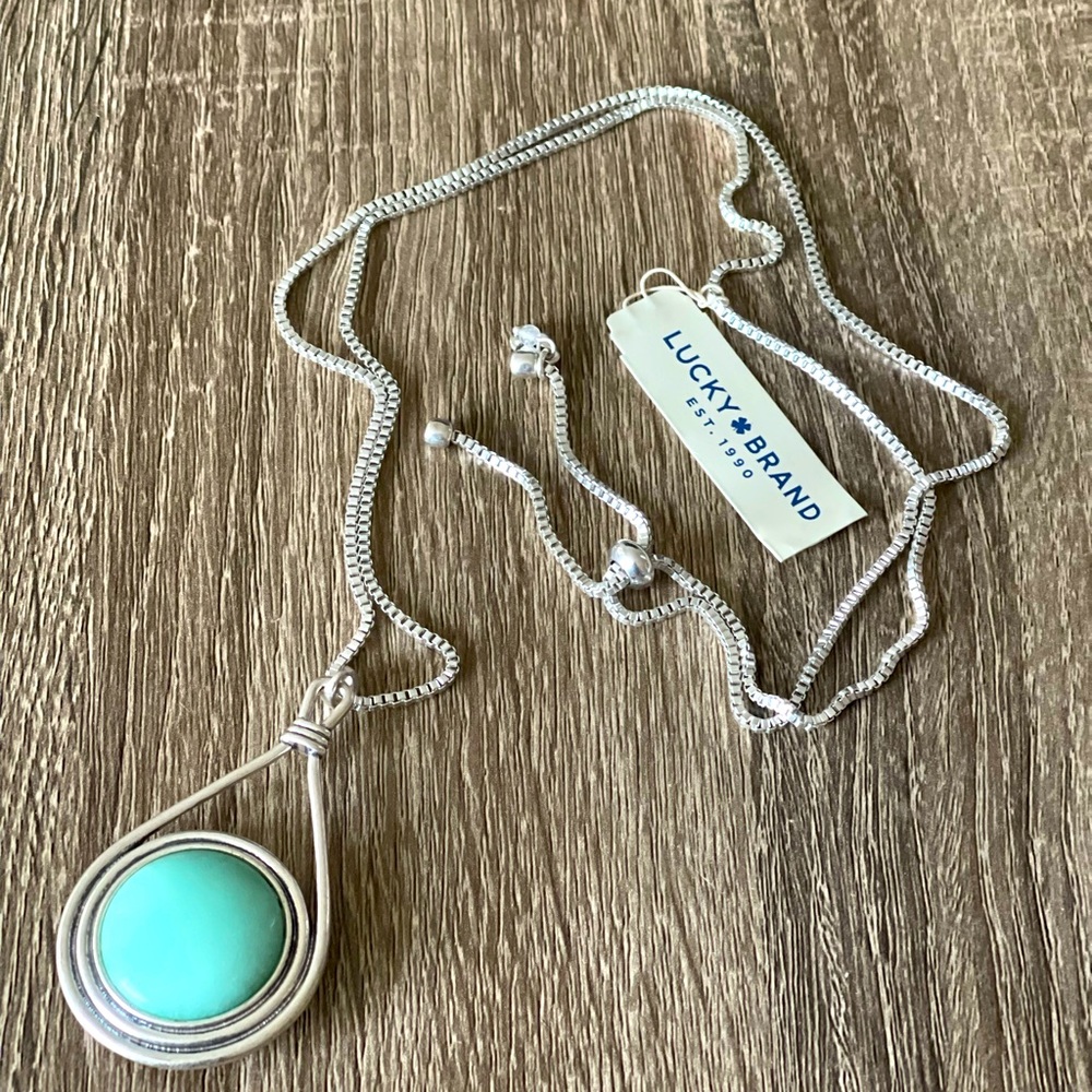 BRAND NEW LUCKY BRAND TWO TONE SILVER HARDWARE PENDANT NECKLACE